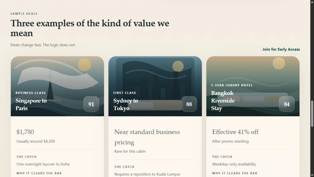 Deal discovery and value comparison · Sample offers shown in the product